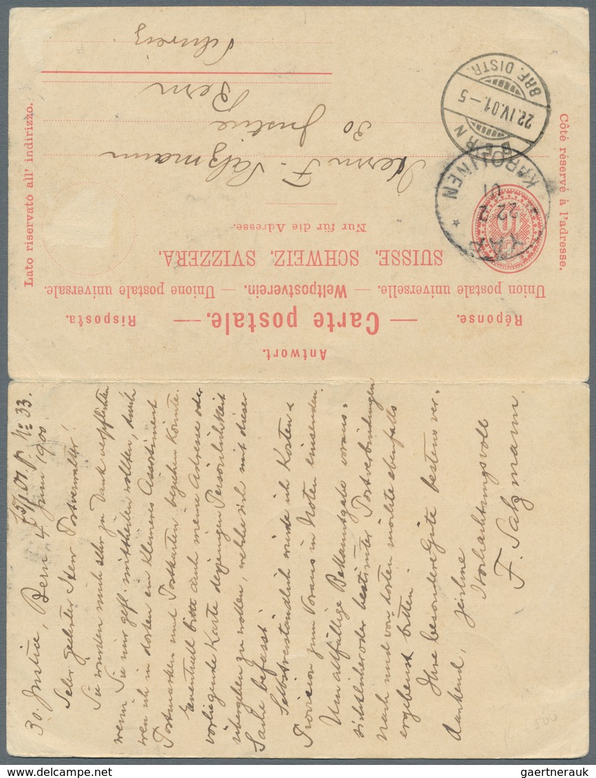 Deutsche Kolonien - Karolinen - Besonderheiten: Incoming Mail: 1900, Schweiz 10 C. Doppel-Ganzsachen - Caroline Islands