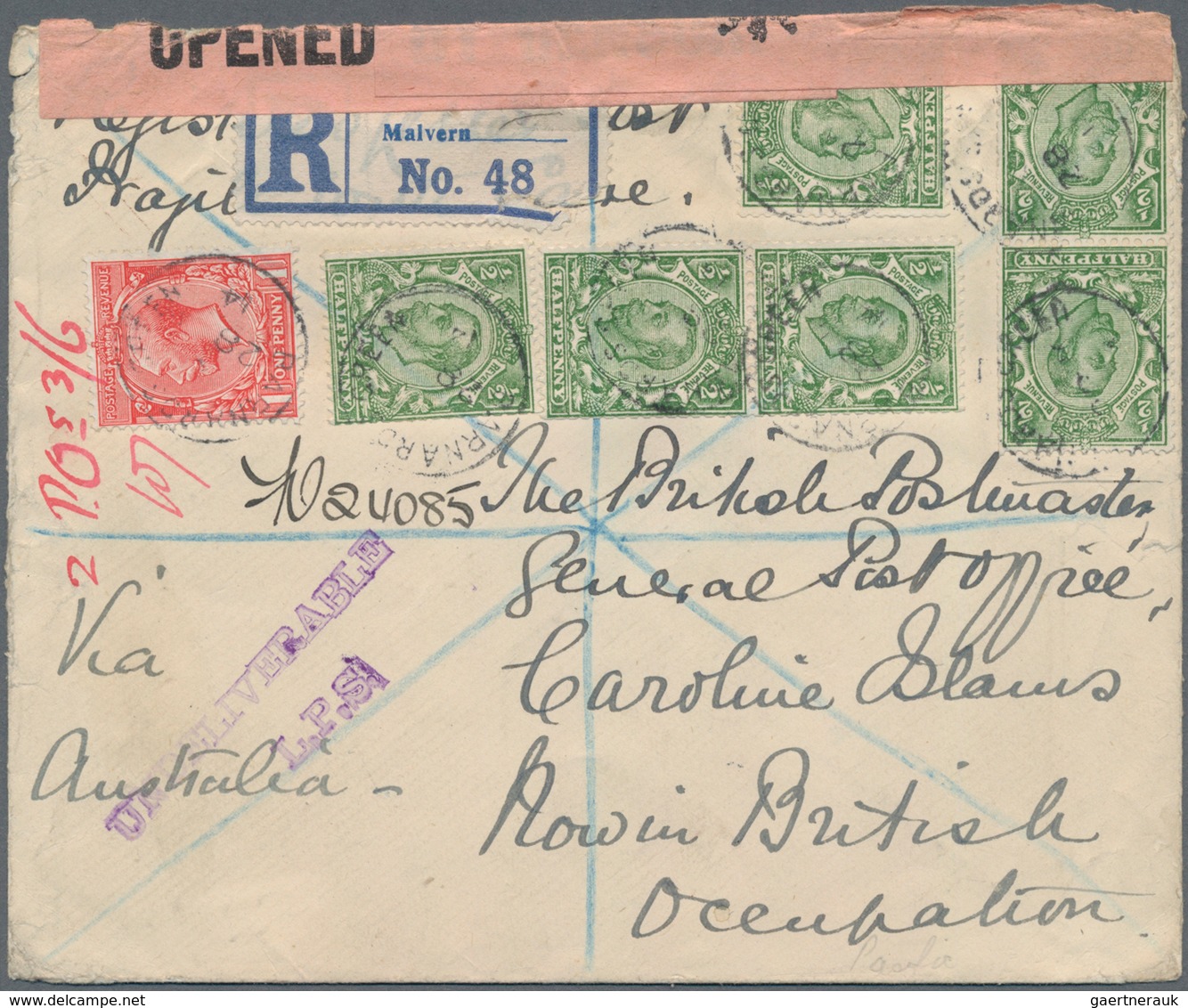 Deutsche Kolonien - Karolinen - Besonderheiten: 1914, Registered Cover From "BARNARDS GREEN 28 NO 14 - Caroline Islands