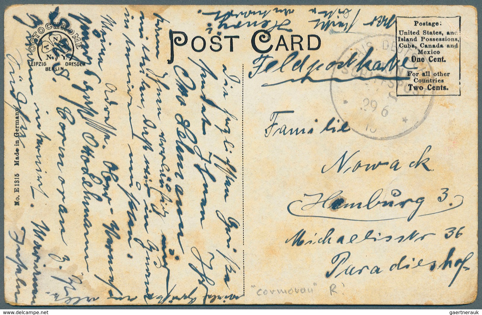 Deutsche Kolonien - Karolinen - Besonderheiten: 1916, 29.6., Ansichtskarte (fleckig) Von Einem Inter - Caroline Islands