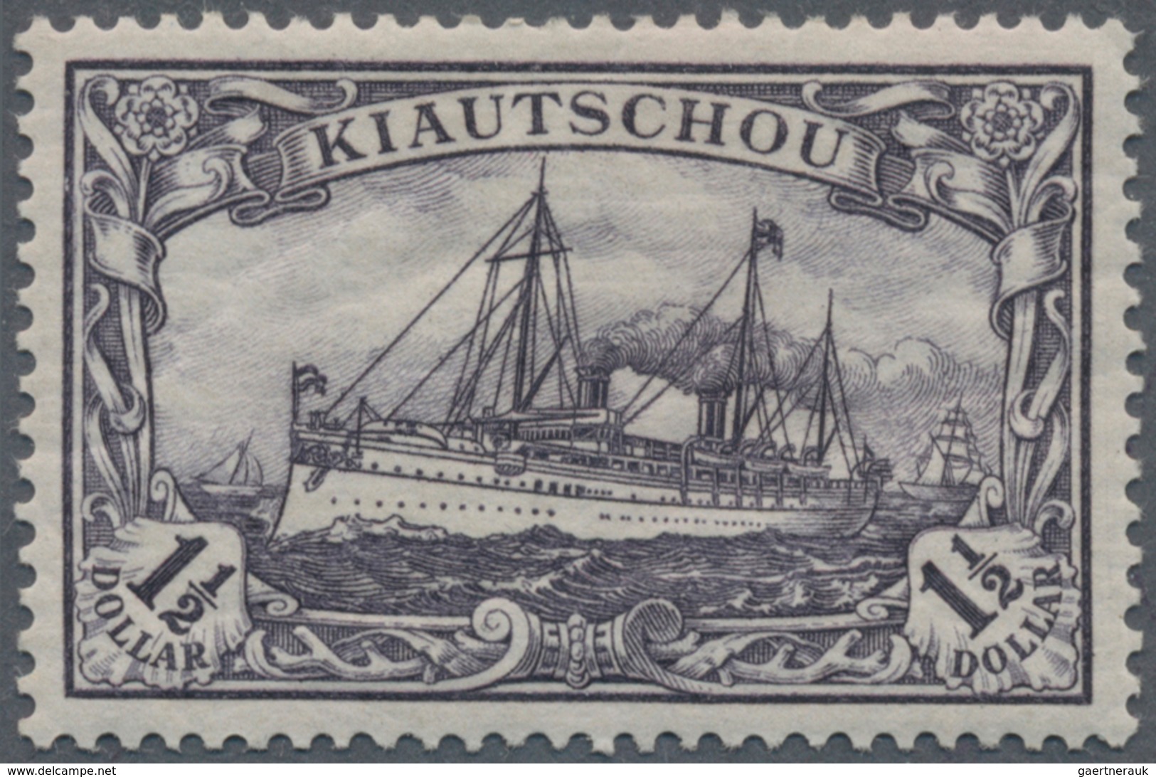 Deutsche Kolonien - Kiautschou: 1905, Kaiseryacht 1½ $ Schwarz(grau)violett Mit 25:16 Zähnungslöcher - Kiautchou