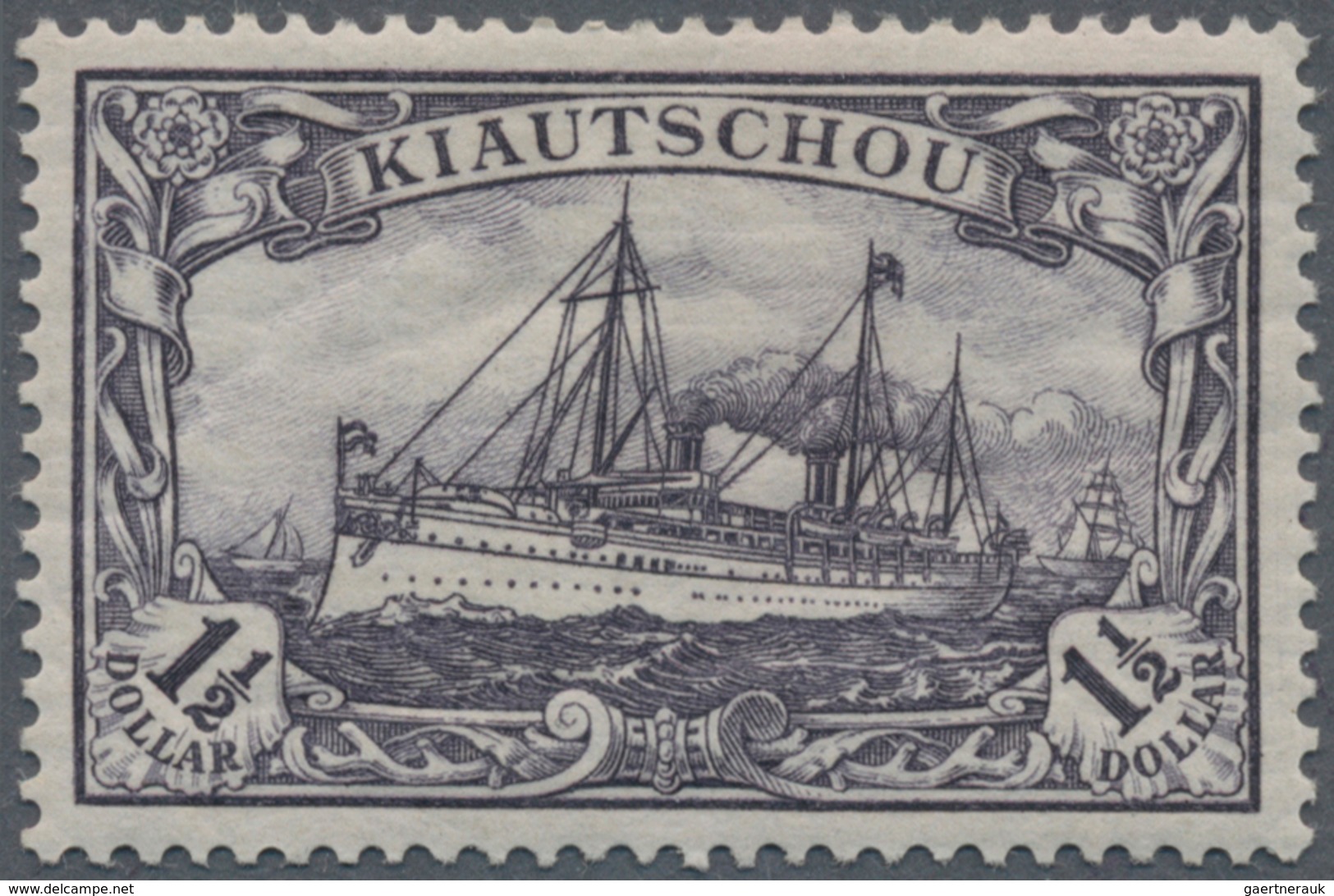 Deutsche Kolonien - Kiautschou: 1905, Kaiseryacht 1½ $ Schwarz(grau)violett Mit 25:16 Zähnungslöcher - Kiautschou