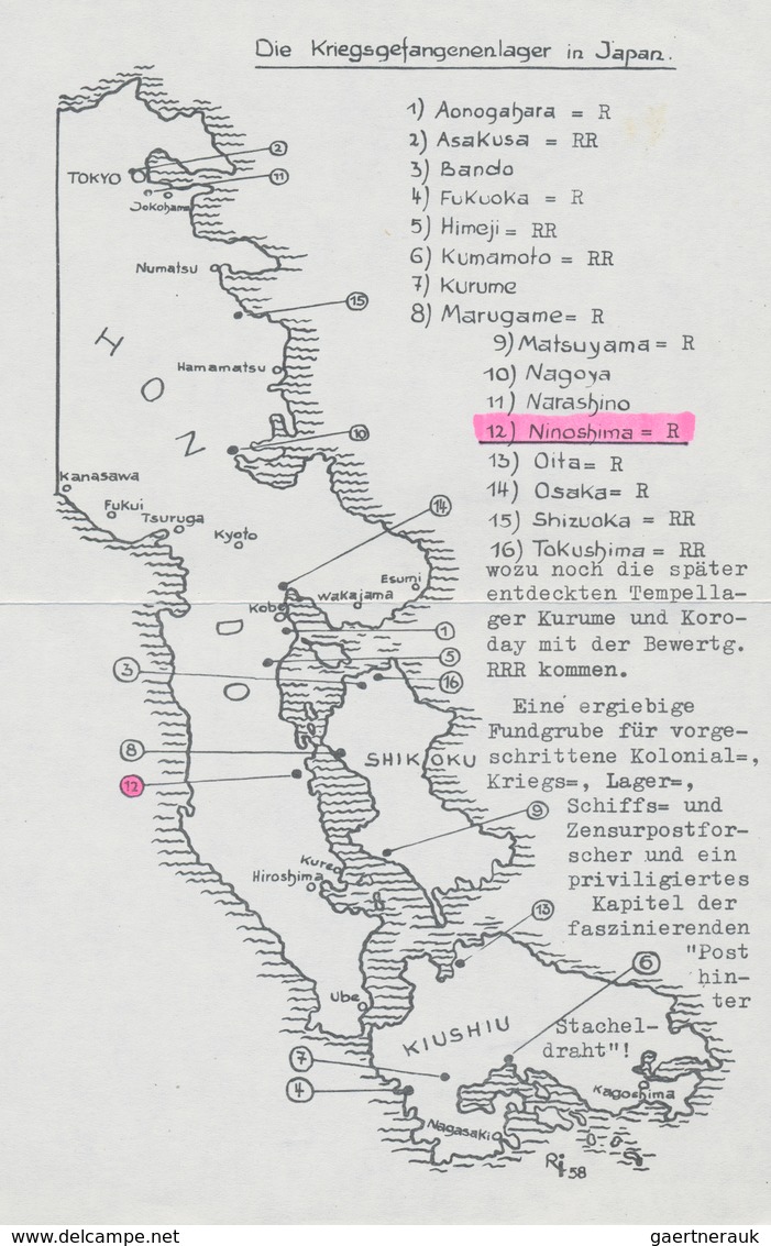 Deutsche Kolonien - Kiautschou - Kriegsgefangenenpost: 1920, JAPAN/KIAUTSCHOU: Von Prof. Keiper (vor - Kiautschou