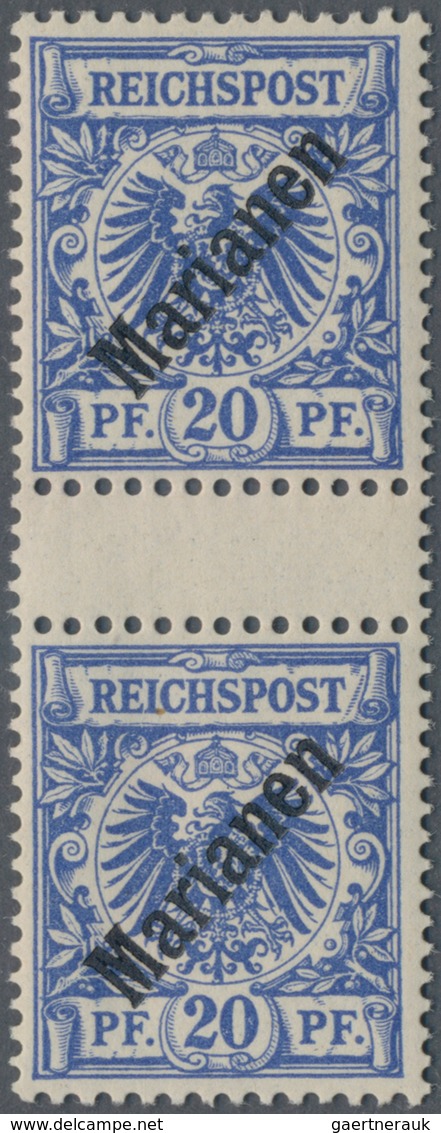 Deutsche Kolonien - Marianen: 1899, 20 Pfg. Mit Diagonalem Aufdruck Im Senkrechten Zwischenstegpaar, - Mariana Islands