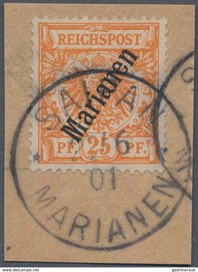 Deutsche Kolonien - Marianen: 1900. 25 Pfg Steiler Aufdruck In Der Guten Farbe Dunkelorange Und Zeit - Marianen