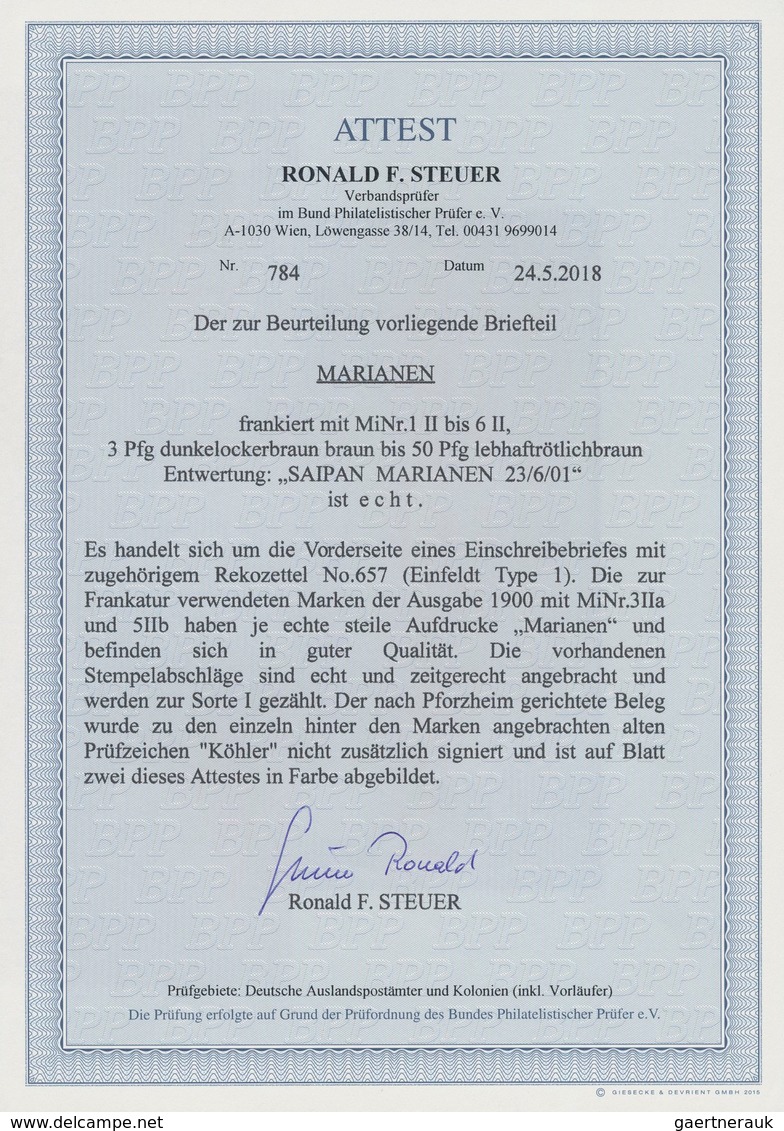 Deutsche Kolonien - Marianen: 1900. 25 Pfg Steiler Aufdruck In Der Guten Farbe Dunkelorange Und Zeit - Mariana Islands