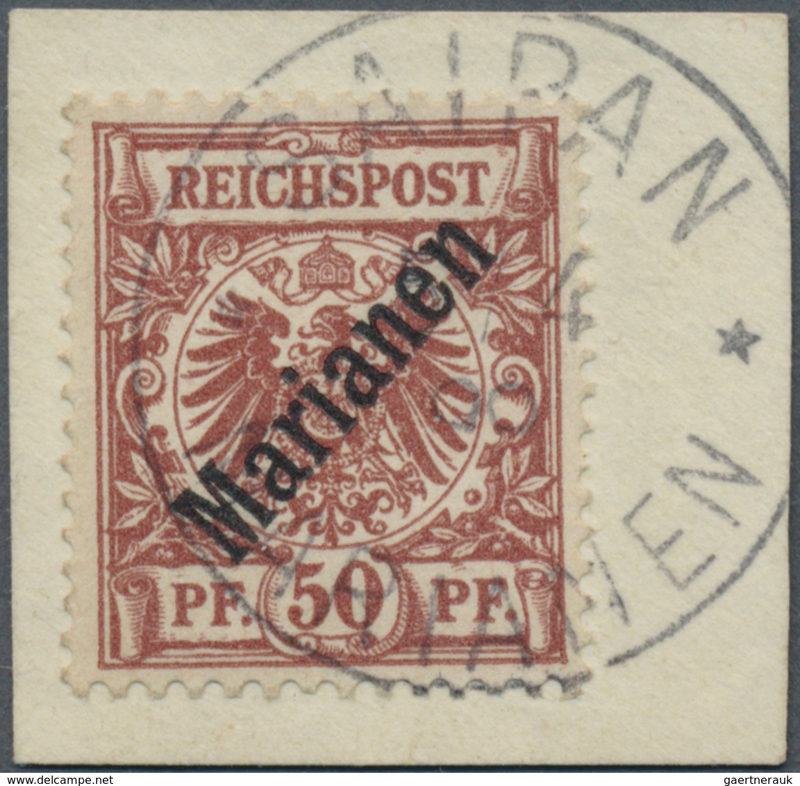 Deutsche Kolonien - Marianen: 1900. 50 Pf Krone/Adler Aufdruck "Marianen", Gestempelt "SAIPAN 5/4 °° - Mariana Islands