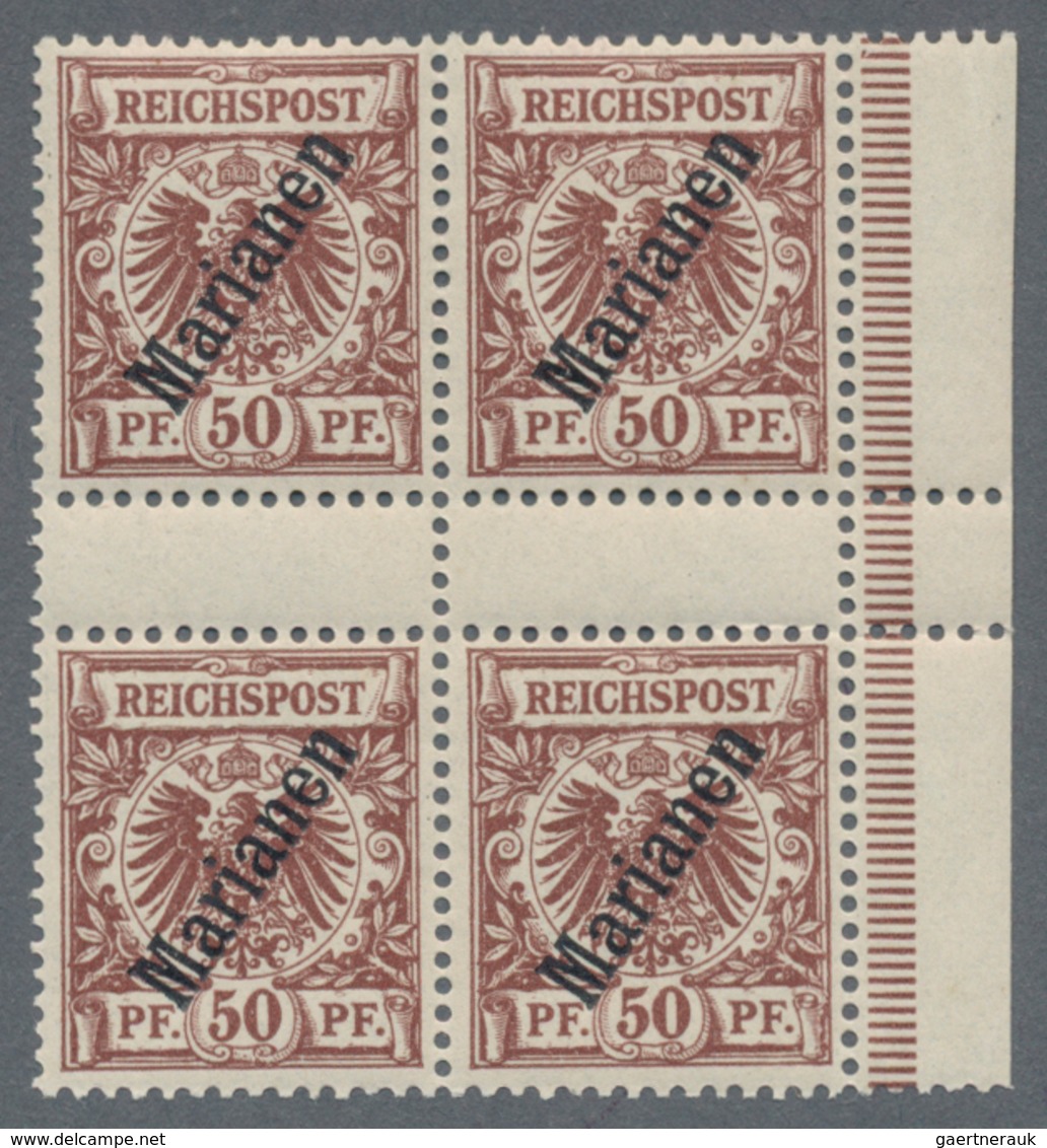 Deutsche Kolonien - Marianen: 1900, 50 Pfg. Mit Steilem Aufdruck, Zwei Senkrechte Zwischenstegpaare - Mariannes