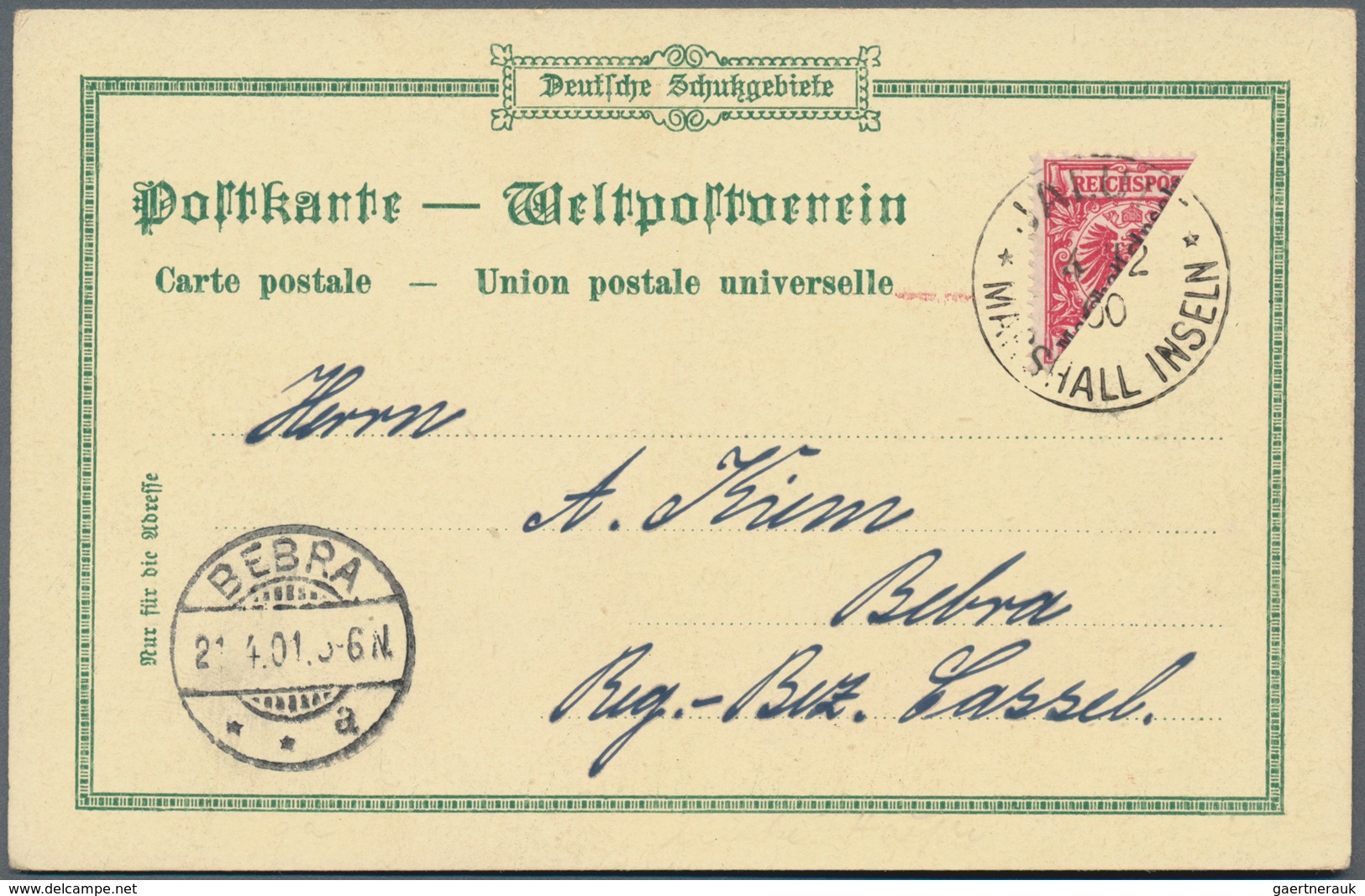 Deutsche Kolonien - Marshall-Inseln - Mitläufer: 1900, 10 Pfg. Diagonal Halbiert (obere Hälfte) Mit - Marshall