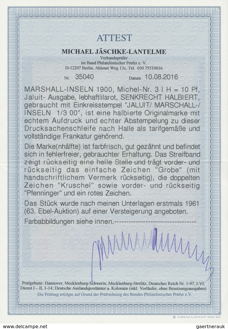 Deutsche Kolonien - Marshall-Inseln: 1899, 10 Pf. Krone Adler Lebhaftrot, Der "Jaluit Ausgabe", Tade - Marshall Islands