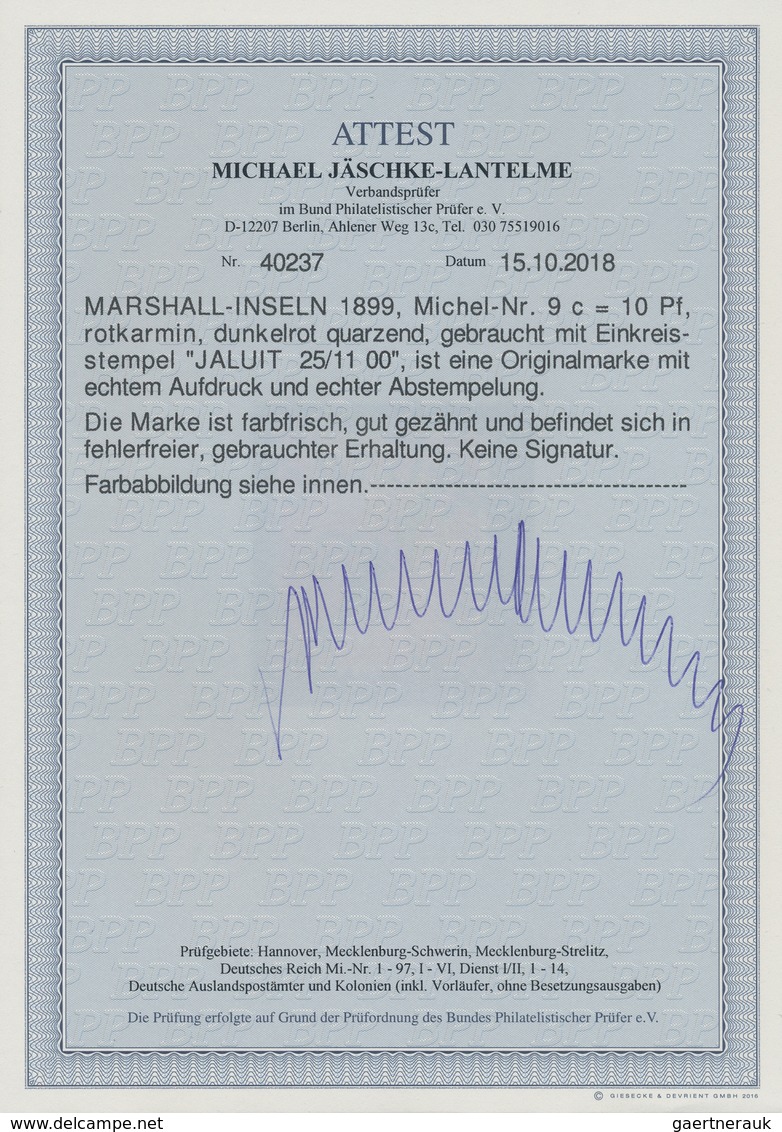 Deutsche Kolonien - Marshall-Inseln: 1899, 10 Pf. Krone/Adler Mit Aufdruck "Marshall-Inseln" In Der - Marshall Islands