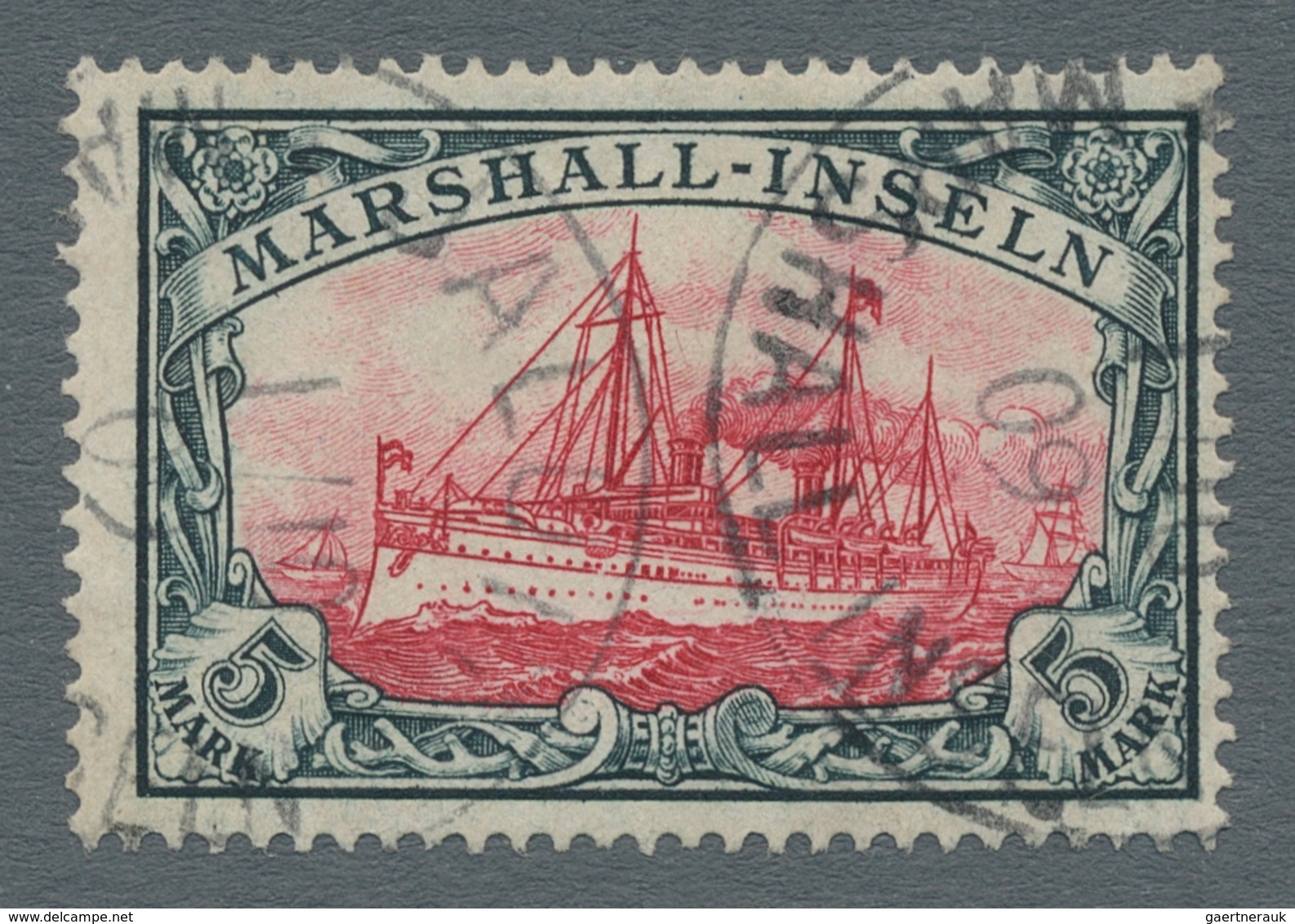 Deutsche Kolonien - Marshall-Inseln: 1901, Kaiseryacht 5 Mark, Perfekt Gezähnt, Mit Sauberem K1 JALU - Marshall