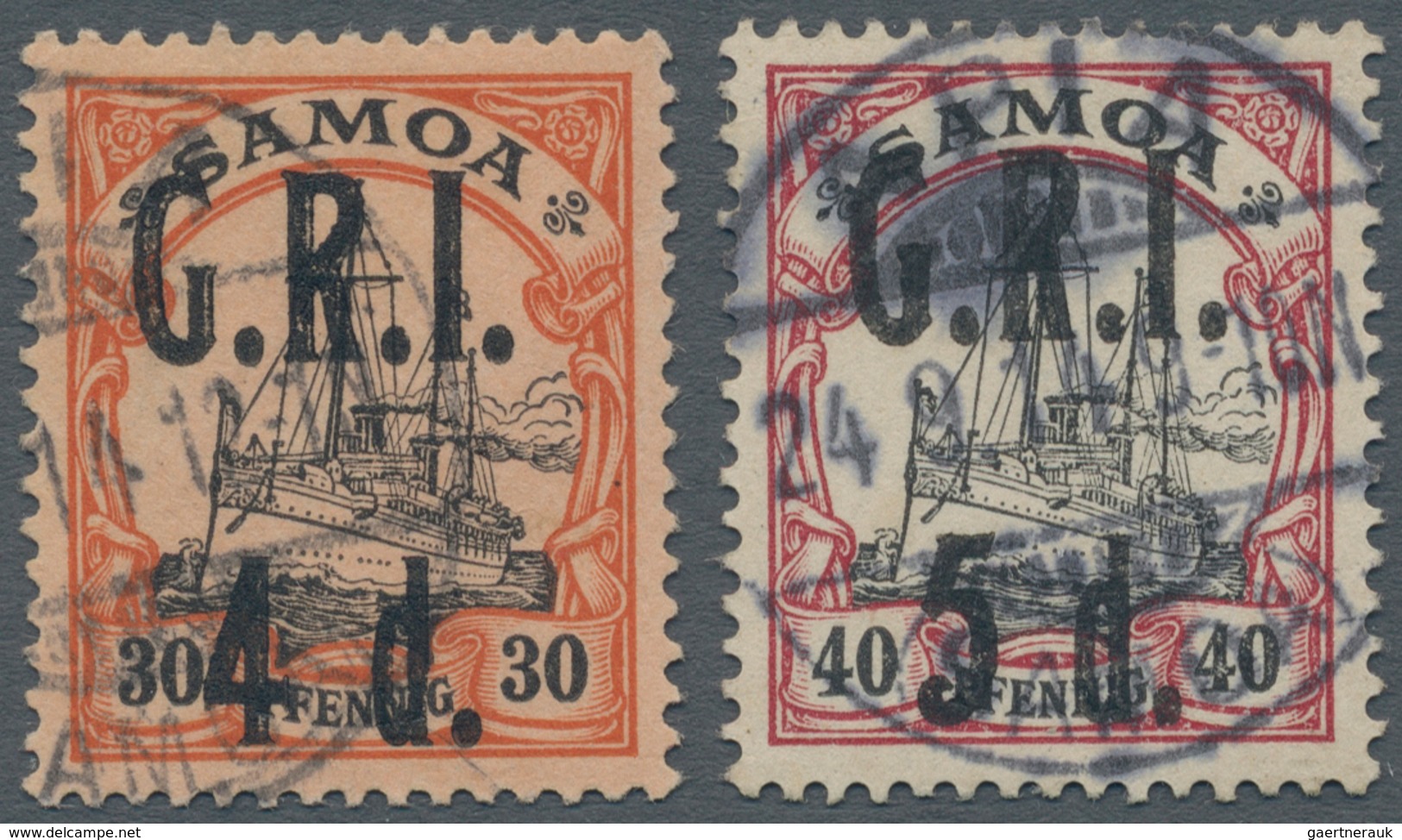 Deutsche Kolonien - Samoa - Britische Besetzung: 1914, 4 D. Auf 30 Pfg. Und 5 D. Auf 40 Pfg. Kaisery - Samoa