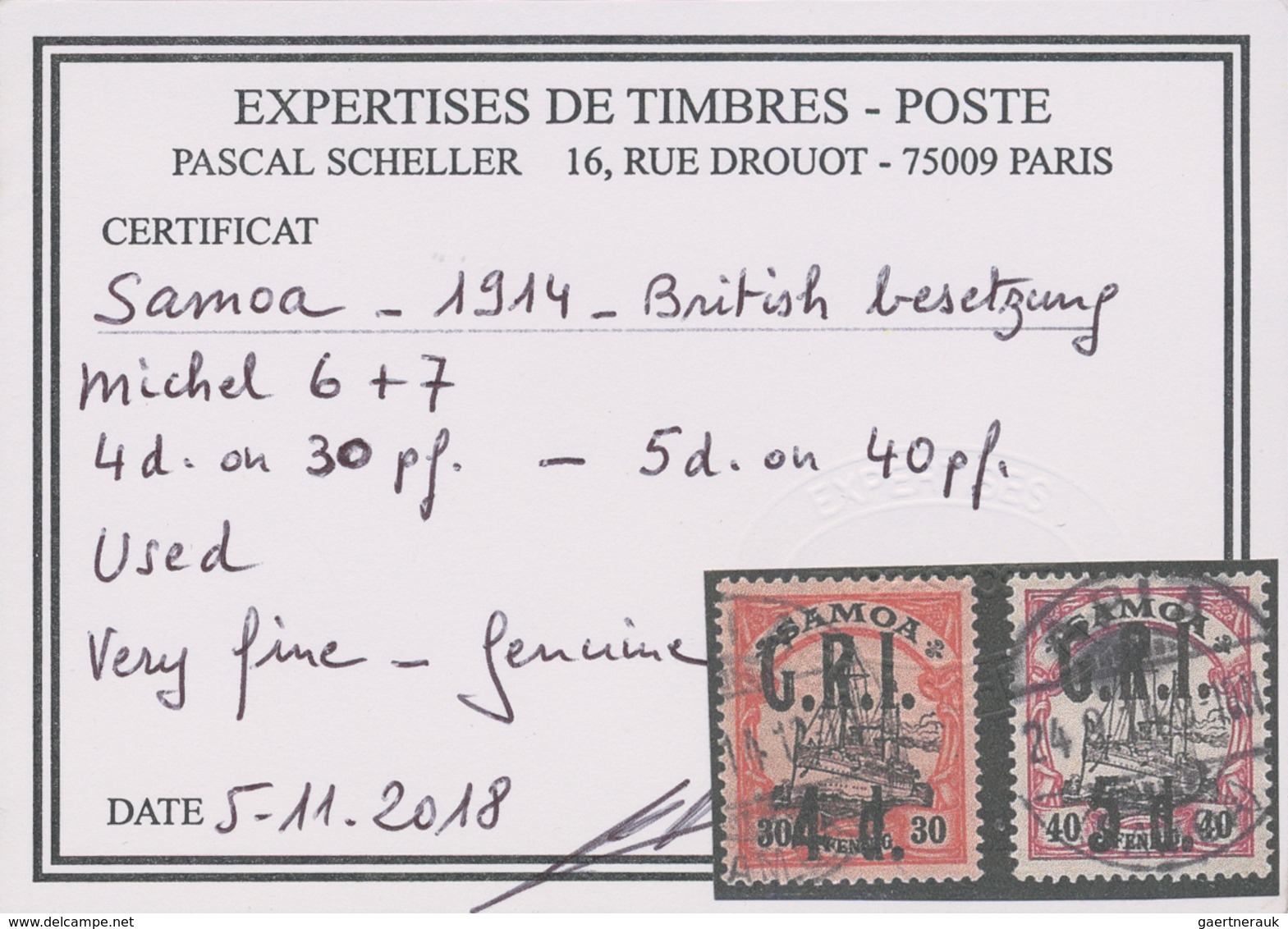 Deutsche Kolonien - Samoa - Britische Besetzung: 1914, 4 D. Auf 30 Pfg. Und 5 D. Auf 40 Pfg. Kaisery - Samoa