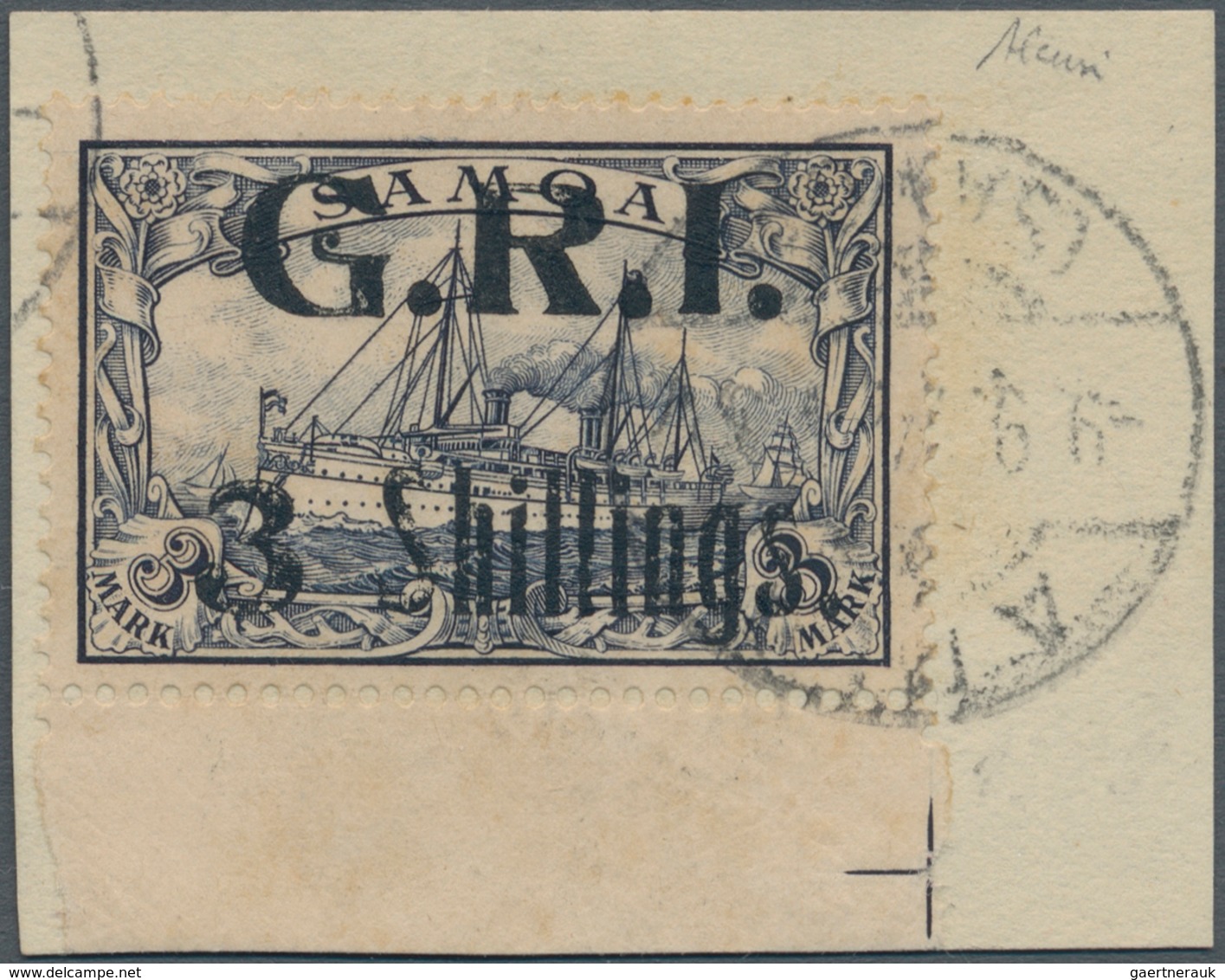 Deutsche Kolonien - Samoa - Britische Besetzung: 1914, 3 Shillings Auf 3 Mark Violettschwarz, Farbfr - Samoa