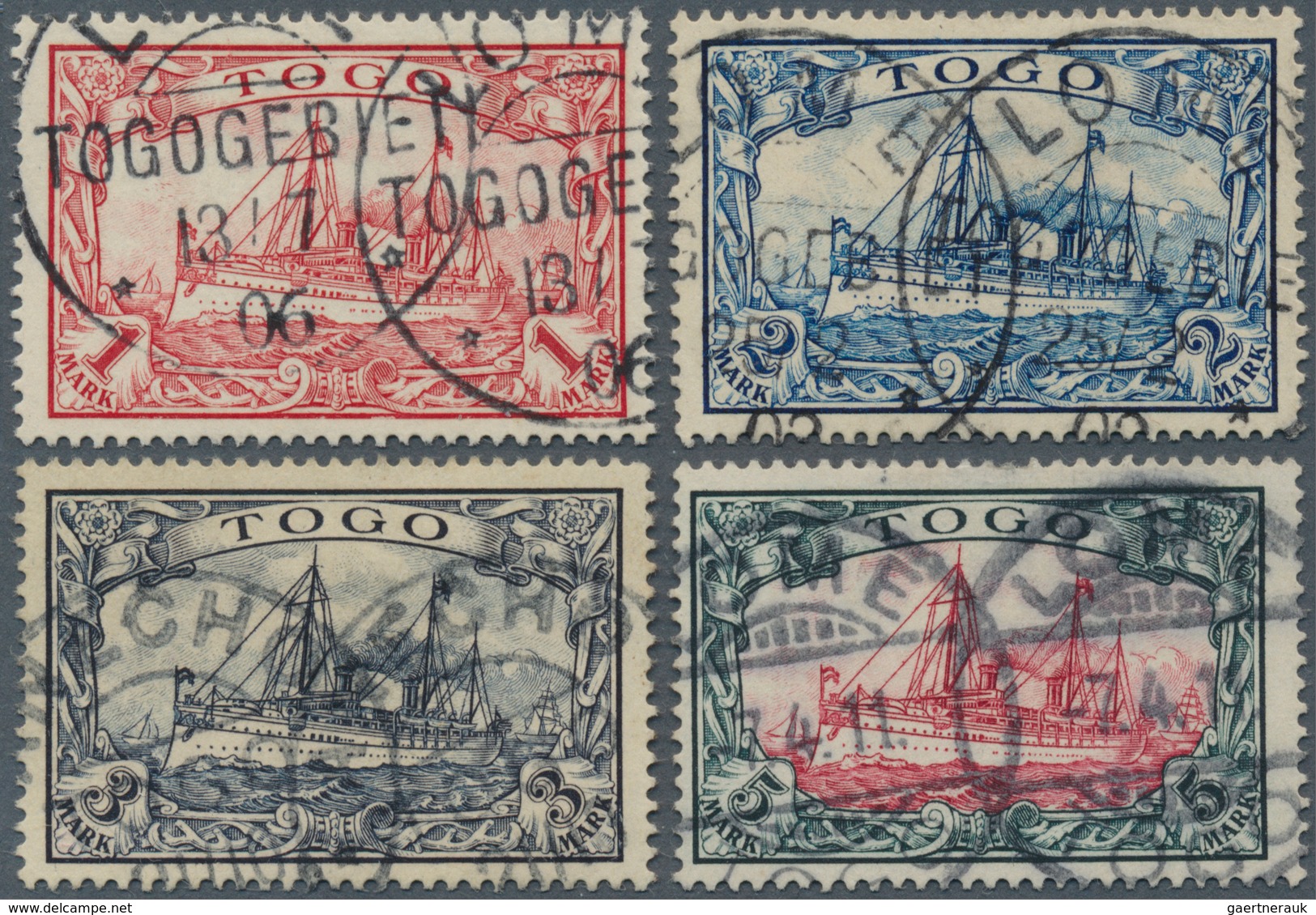 Deutsche Kolonien - Togo: 1900, Schiffstype 1 M Bis 5 M (4 Werte), Sauber Gestempelt. (Michel 945,- - Togo