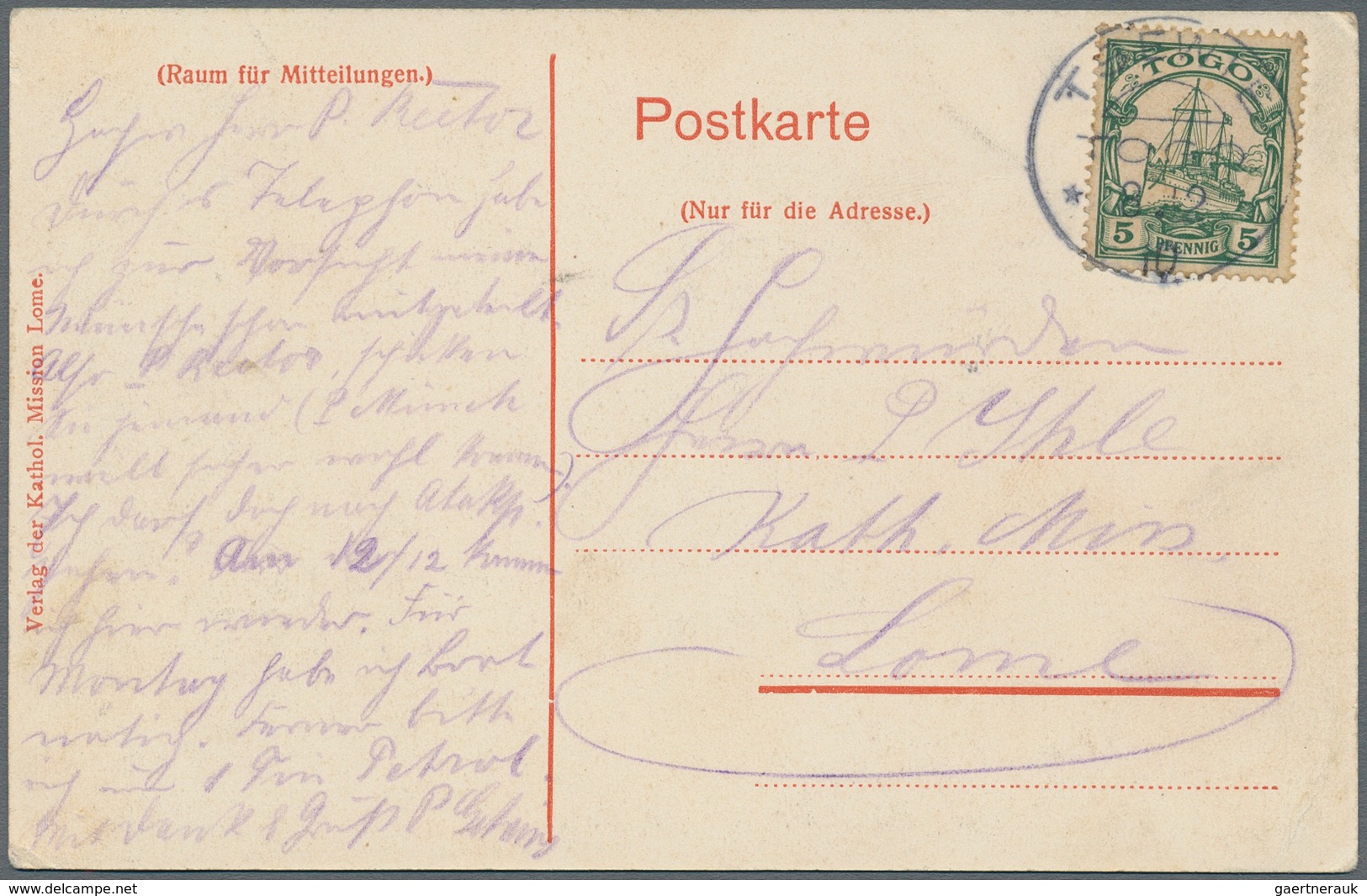 Deutsche Kolonien - Togo - Stempel: 1910, Ansichtskarte "Dain-Übergang Zwischen Palime Nd Kpandu" Mi - Togo