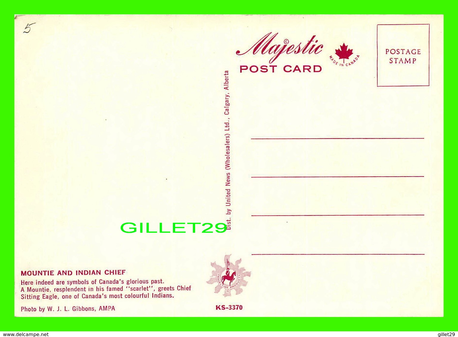 MÉTIERS - ROYAL CANADIAN MOUNTED POLICE - OFFICERS GRETTS CHIEF SITTING EAGLE - MAJESTIC POST CARD - - Police - Gendarmerie