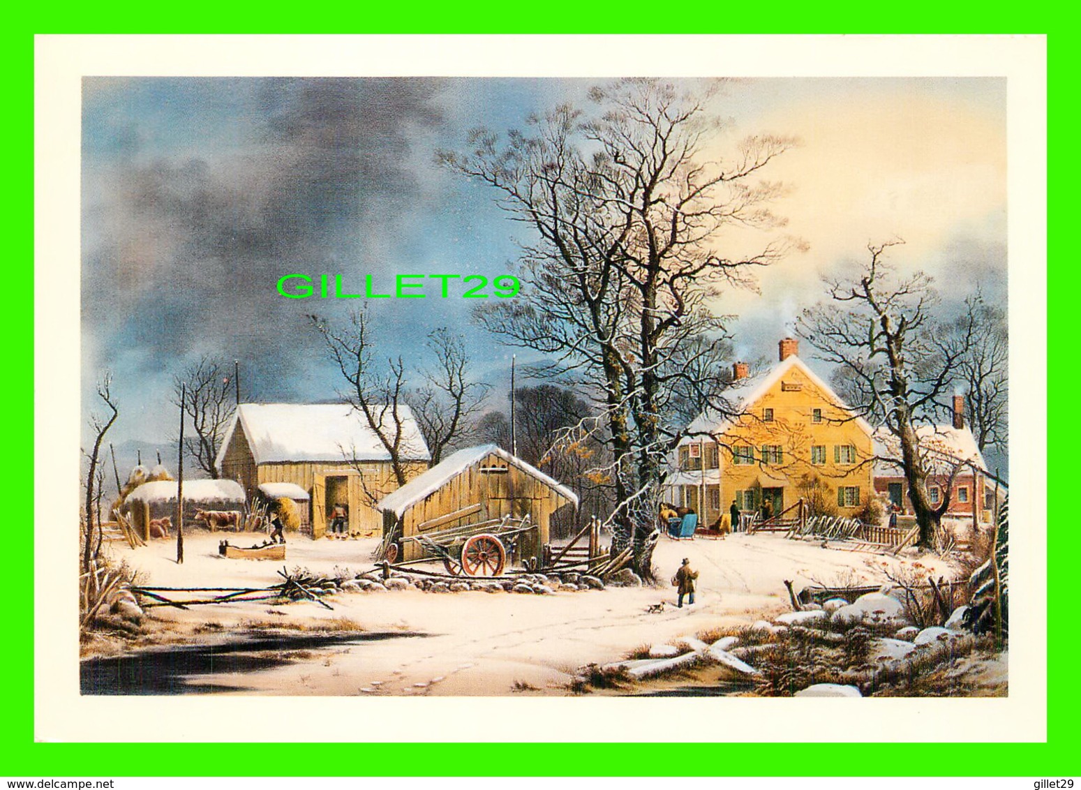 ARTS PEINTURES -  WINTER IN THE COUNTRY, A GOLD MORNING BY G. H. DURRIE FOR CURRIER & IVES, 1864 - 1992 DOVER PUB. INC - - Peintures & Tableaux