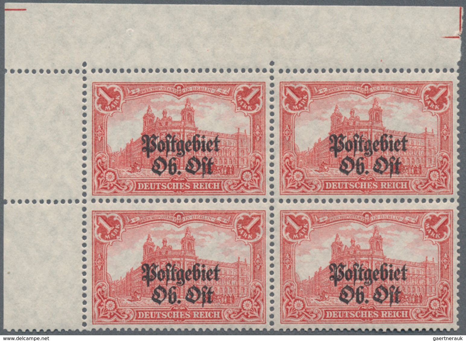 Deutsche Besetzung I. WK: Postgebiet Ober. Ost: 1916, 1 M. Aufdruckausgabe Mit 25: 17 Zähnungslöcher - Besetzungen 1914-18