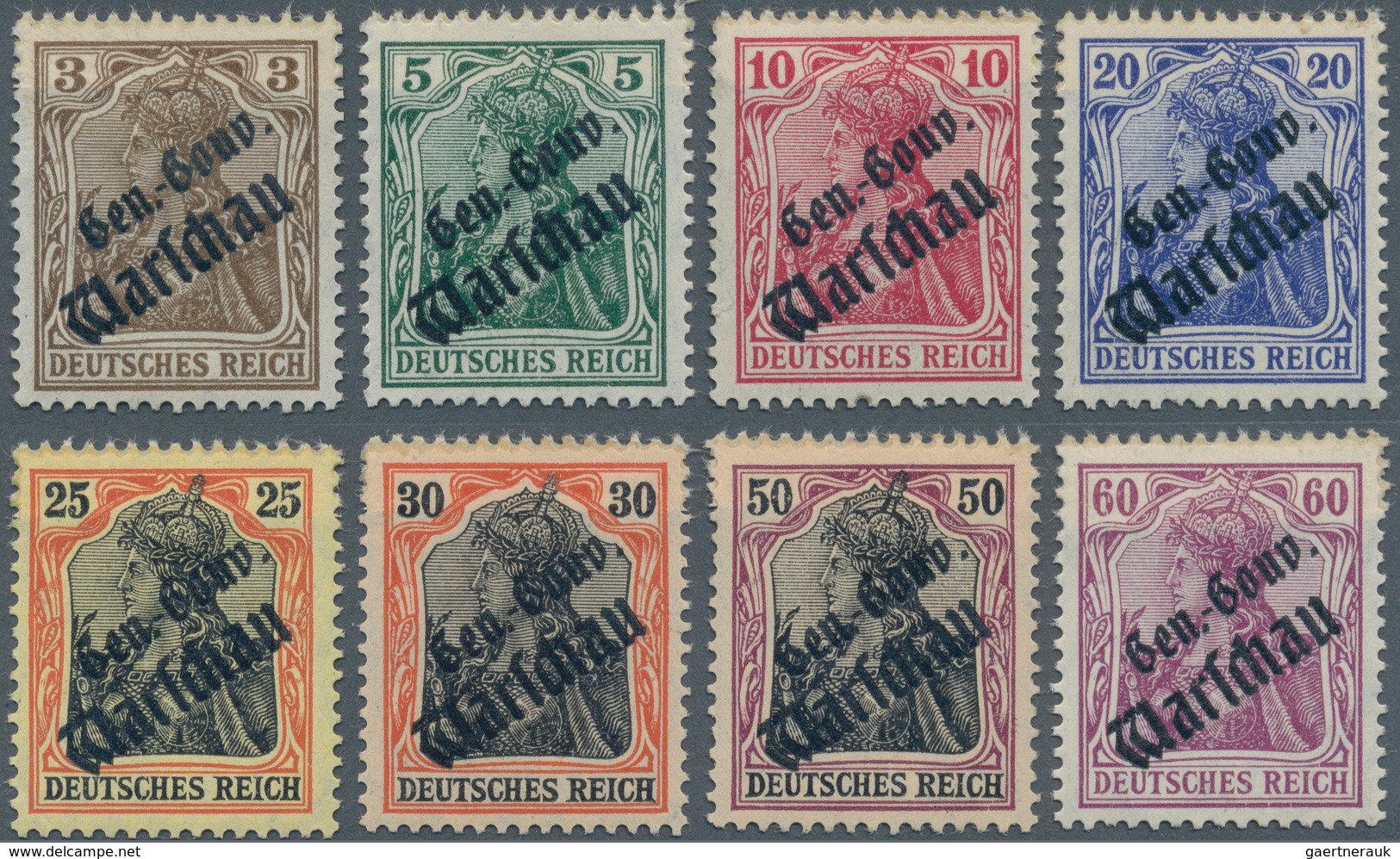 Deutsche Besetzung I. WK: Deutsche Post In Polen: 1916, Germania 3 Pf Bis 60 Pf, Acht Nicht Verausga - Occupation 1914-18