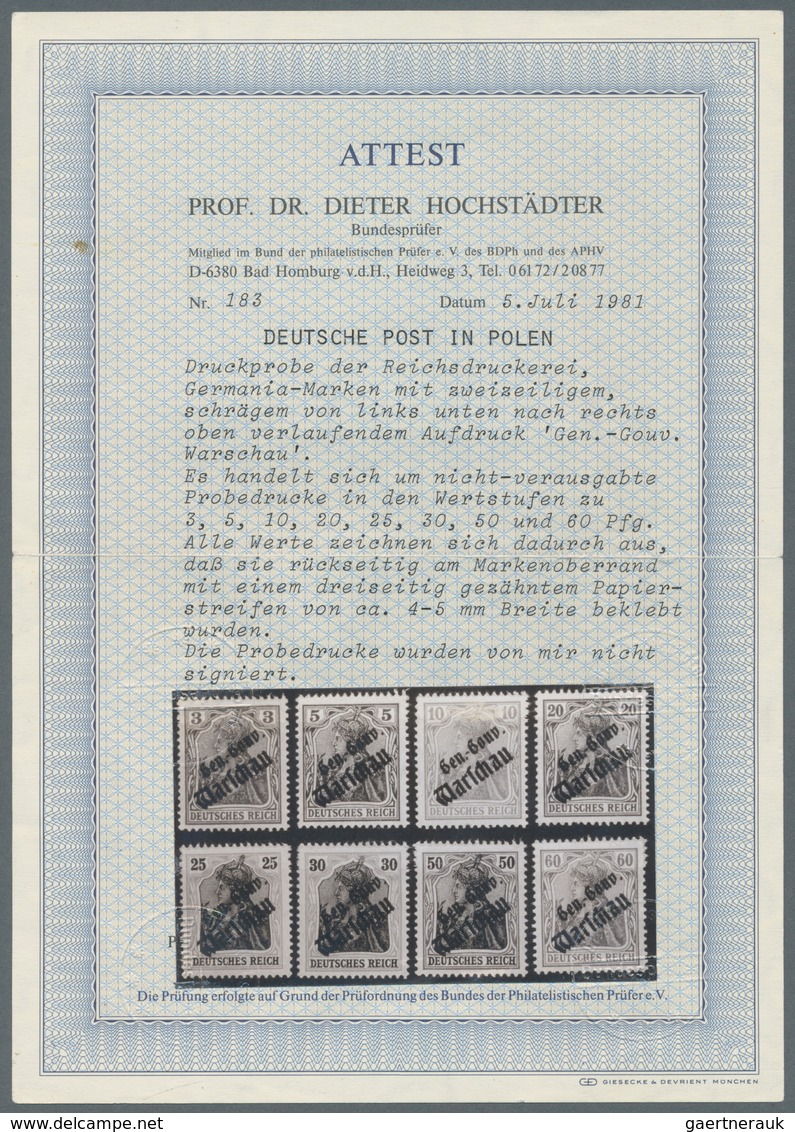 Deutsche Besetzung I. WK: Deutsche Post In Polen: 1916, Germania 3 Pf Bis 60 Pf, Acht Nicht Verausga - Occupation 1914-18