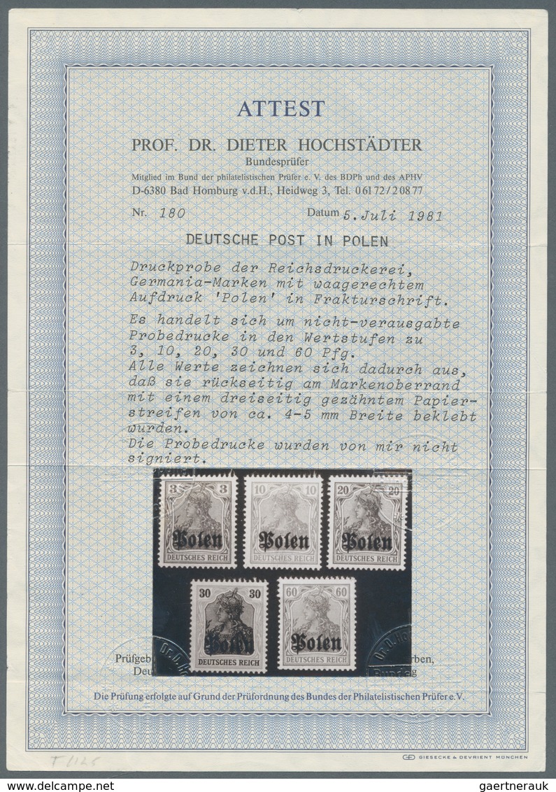 Deutsche Besetzung I. WK: Deutsche Post In Polen: 1916, Germania 3 Pf Bis 60 Pf, Fünf Nicht Verausga - Besetzungen 1914-18