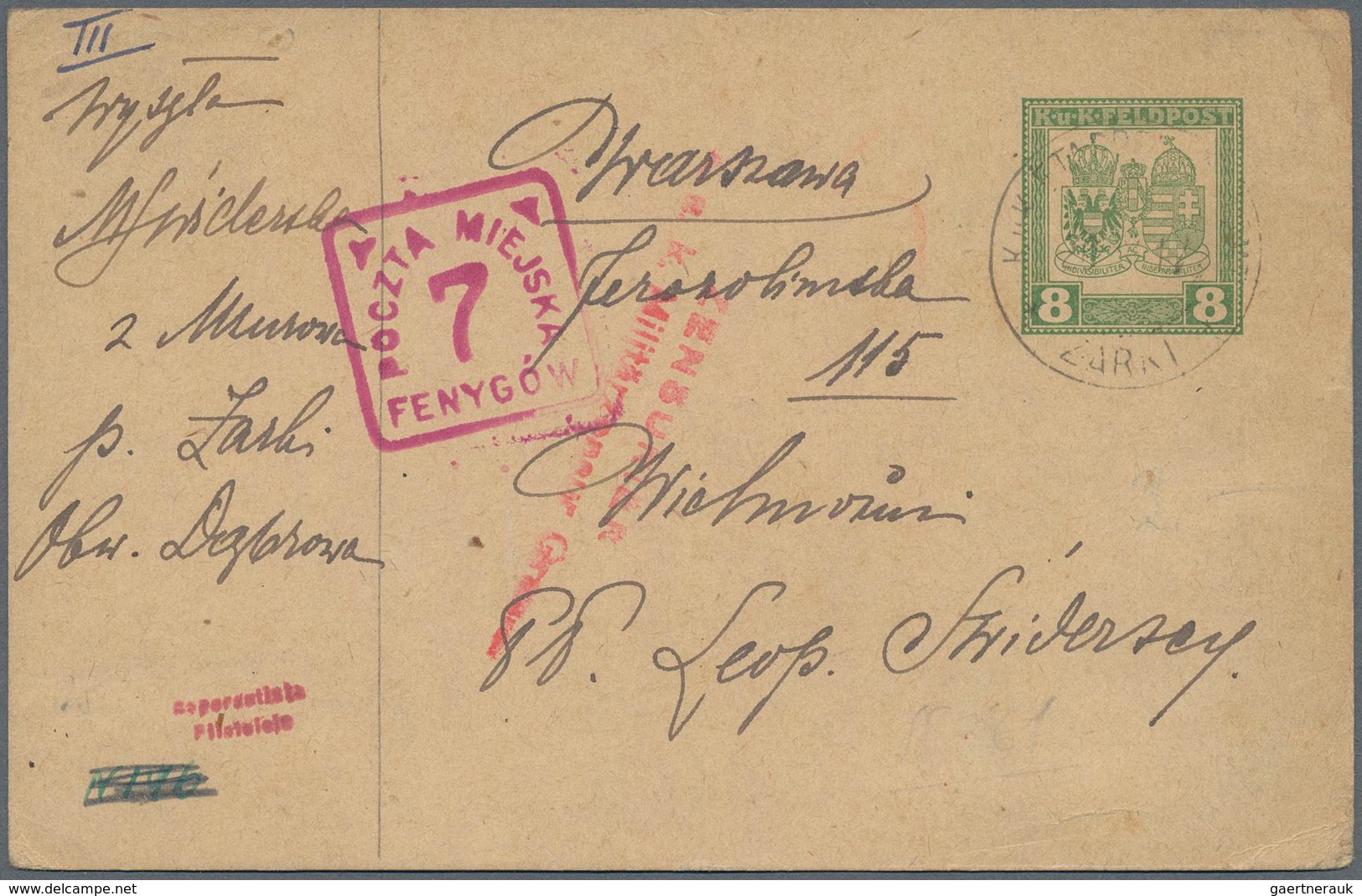 Deutsche Besetzung I. WK: Deutsche Post In Polen - Lokalpost: 1917, Incoming Mail: Österr.-Ungarisch - Besetzungen 1914-18