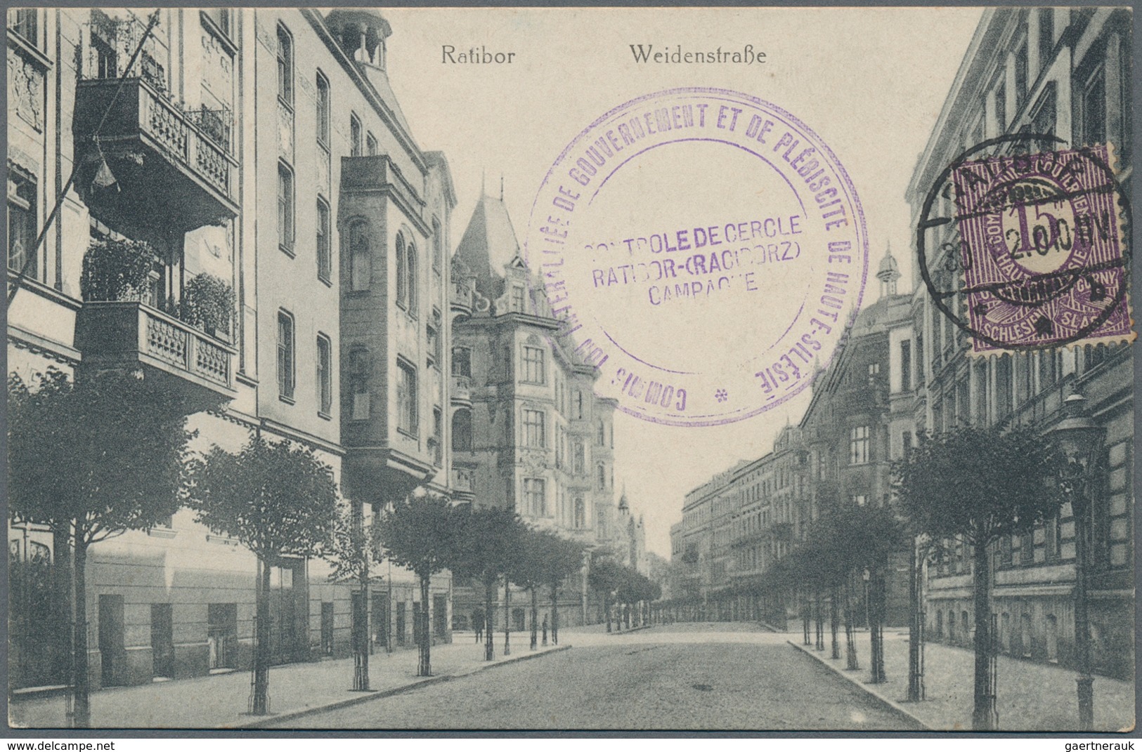 Deutsche Abstimmungsgebiete: Oberschlesien: 1921, 15 Pf Violett, Bildseitig Auf Ansichtskarte Von Ra - Sonstige & Ohne Zuordnung