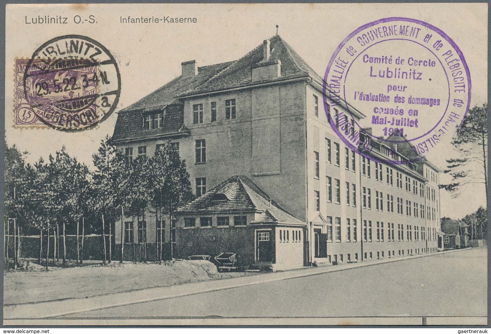 Deutsche Abstimmungsgebiete: Oberschlesien: 1921, 15 Pf Grauviolett, Bildseitig Auf Ansichtskarte Vo - Sonstige & Ohne Zuordnung