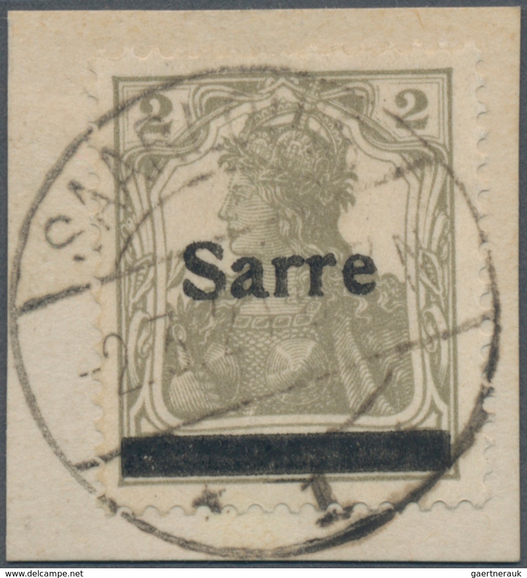 Deutsche Abstimmungsgebiete: Saargebiet: 1920, Freimarke 2 Pfg., Type II, Auf Luxusbriefstück, K2 "S - Neufs