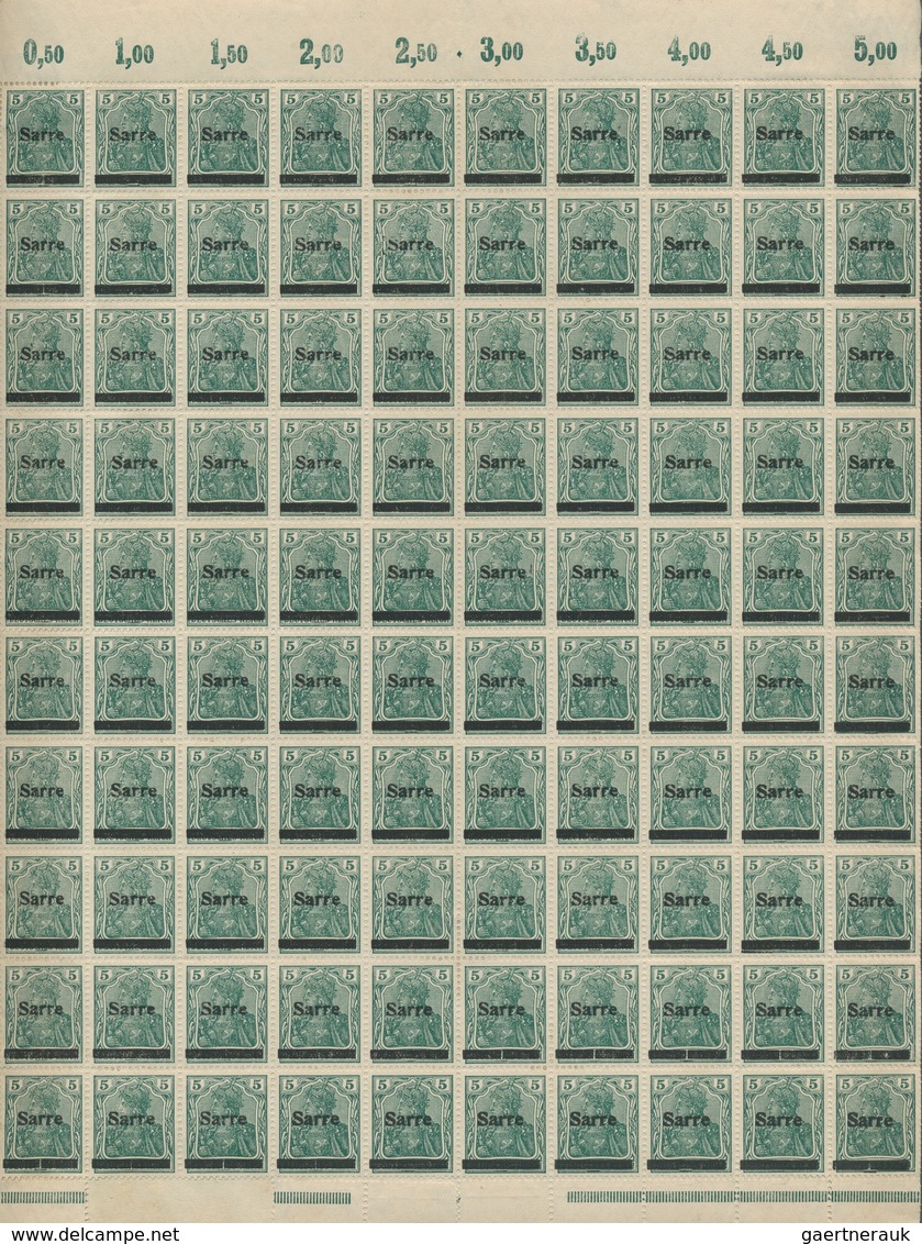 Deutsche Abstimmungsgebiete: Saargebiet: 1920, Germania 5 Pfennig Grün Mit "Sarre"-Aufdruck Im Ungeb - Unused Stamps