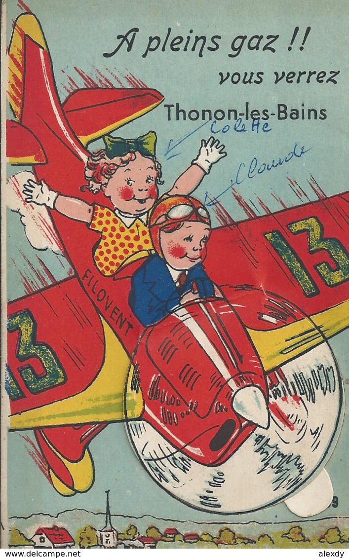 WW 74 THONON-LES-BAINS. Carte à Système Avec 10 Mini-vues En Soulevant L'hélice - Thonon-les-Bains