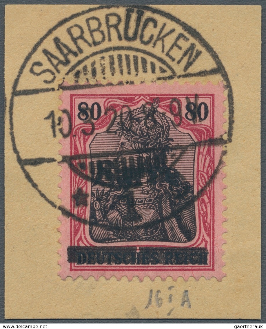 Deutsche Abstimmungsgebiete: Saargebiet: 1920, 80 Pfg. Type I Mit Plattenfehler "senkrecht Geteilter - Unused Stamps