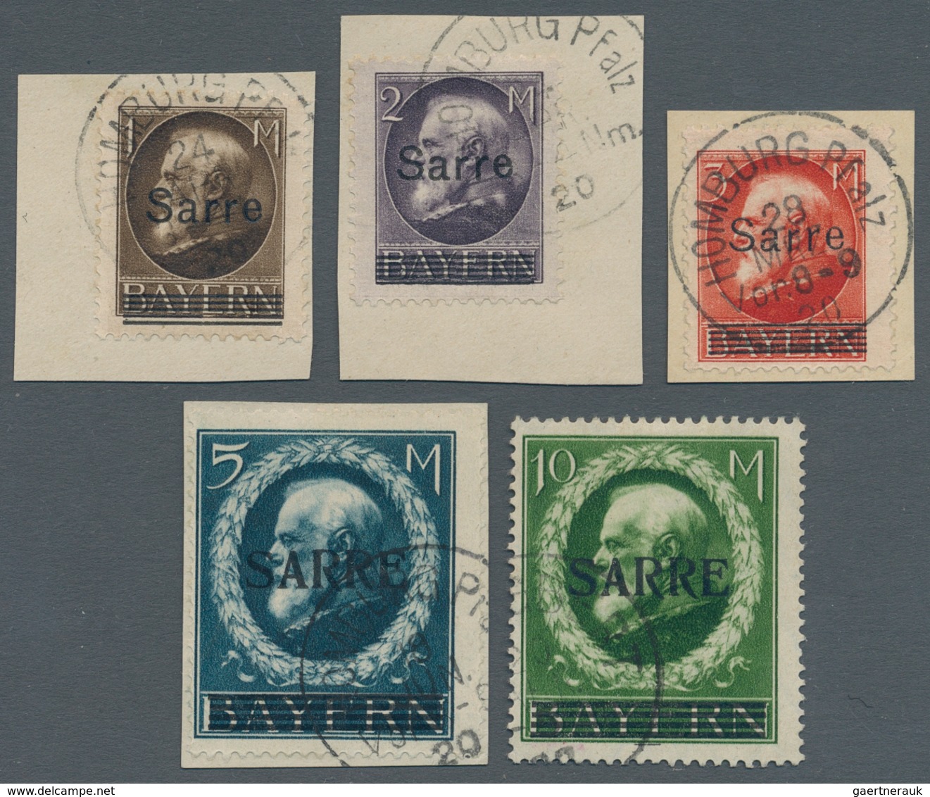 Deutsche Abstimmungsgebiete: Saargebiet: 1920, 5 Pf - 10 M Ludwig Mit Aufdruck „SARRE”, Kompletter G - Unused Stamps