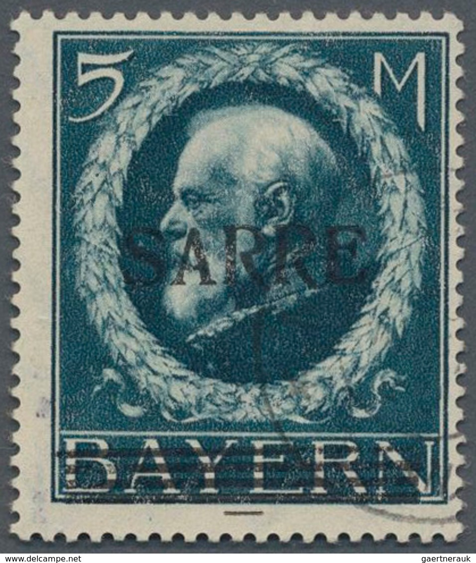 Deutsche Abstimmungsgebiete: Saargebiet: 1920. 5 Ma Bayern Mit Aufdrucke "SARRE", Gestempelt "Mittel - Unused Stamps