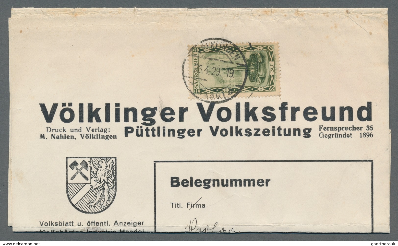 Deutsche Abstimmungsgebiete: Saargebiet: 1926, "15 C. Schwarzgrün", Zweimal Als EF Auf Nicht Häufige - Unused Stamps