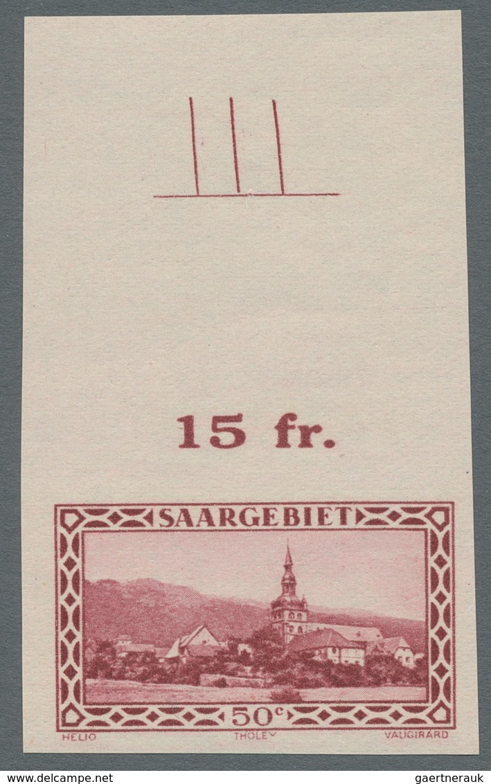 Deutsche Abstimmungsgebiete: Saargebiet: 1926, "50 C. Dunkelrotkarmin Ungezähnt", Postfrischer Oberr - Neufs