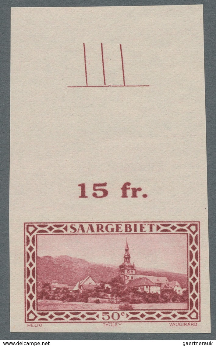 Deutsche Abstimmungsgebiete: Saargebiet: 1926, "50 C. Dunkelrotkarmin Ungezähnt", Postfrischer Oberr - Unused Stamps