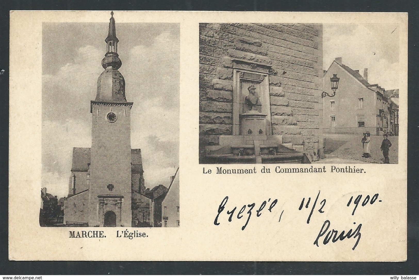 +++CPA - MARCHE - L'Eglise - Le Monument Du Commandant Ponthier   // - Marche-en-Famenne