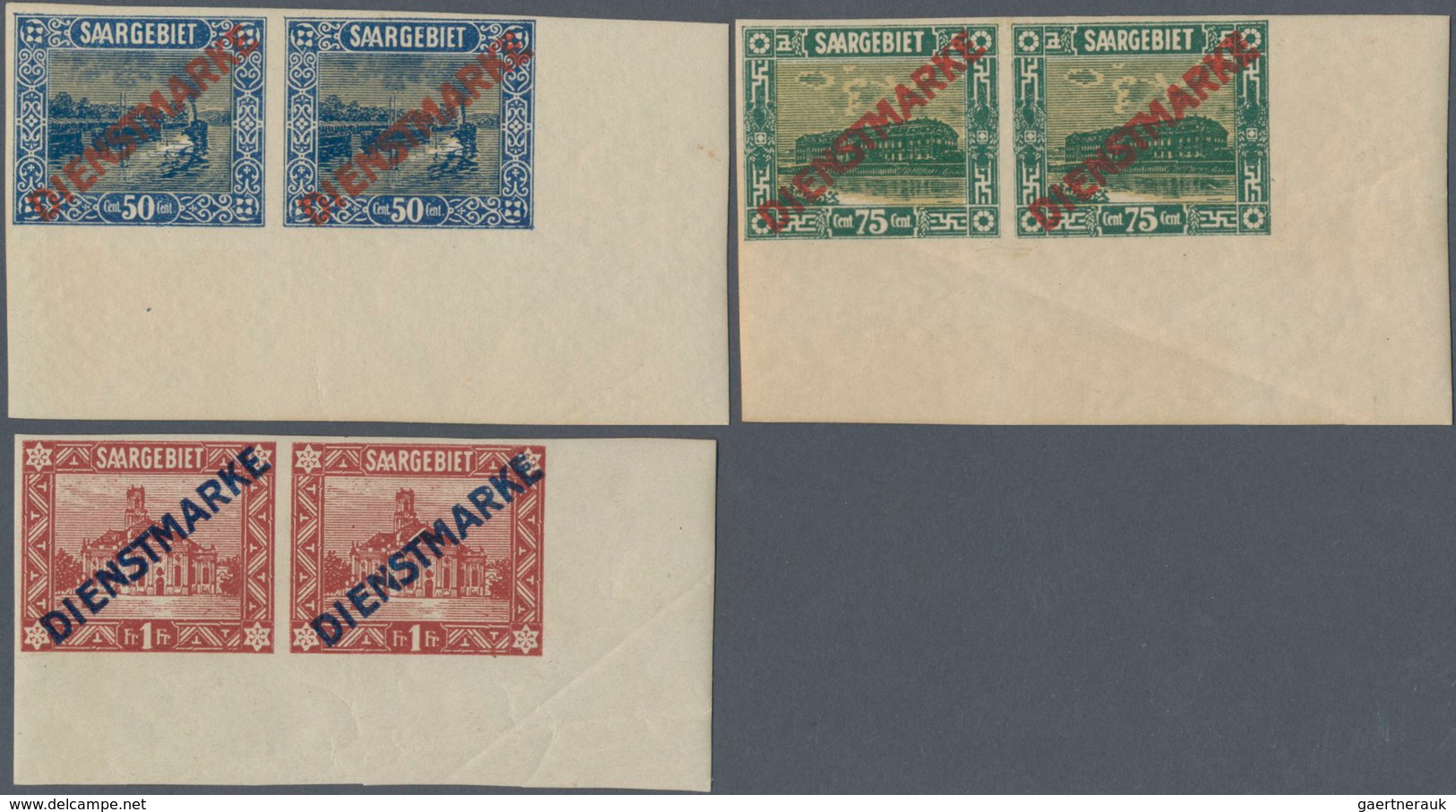 Deutsche Abstimmungsgebiete: Saargebiet - Dienstmarken: 1922, Aufdruckausgabe, 3 C. Bis 1 Fr., Kompl - Service