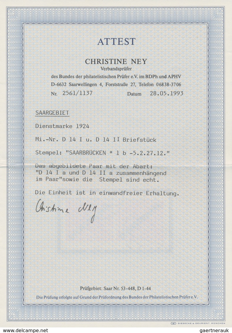 Deutsche Abstimmungsgebiete: Saargebiet - Dienstmarken: 1923, 25 C. Dienstmarken Als Waagerechtes Pa - Service
