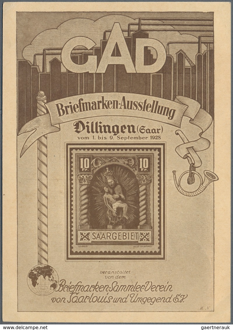 Deutsche Abstimmungsgebiete: Saargebiet - Ganzsachen: 1928. Postkarte 40c Saarlouis Mit Rs. Abb. "GA - Entiers Postaux