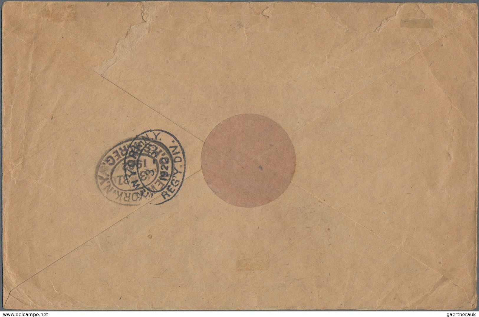 Danzig: 1922, Größerformatiger Umschlag Mit 9 M. Wappen Und 5M. Luftpost Auf Einschreiben Ab "DANZIG - Autres & Non Classés