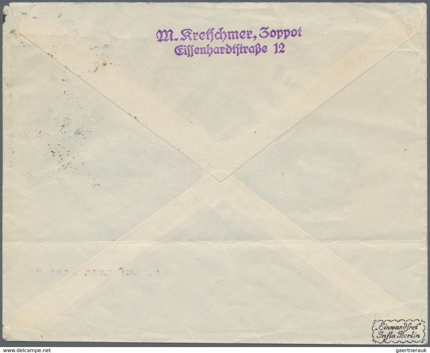 Danzig: 1932, 5 Pfg. Rollenmarke Auf X-Papier Im Senkrechten 3er-Streifen Vom Rechten Bogenrand Mit - Other & Unclassified