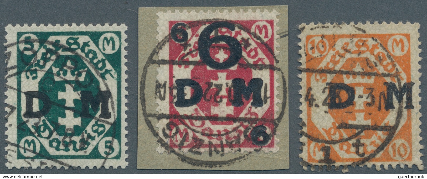 Danzig - Dienstmarken: 1922, 5 Mark Mit WZ 2Y Gestempelt, Gepr. Infla + 6 Auf 3 Mark Karminrot Zentr - Sonstige & Ohne Zuordnung