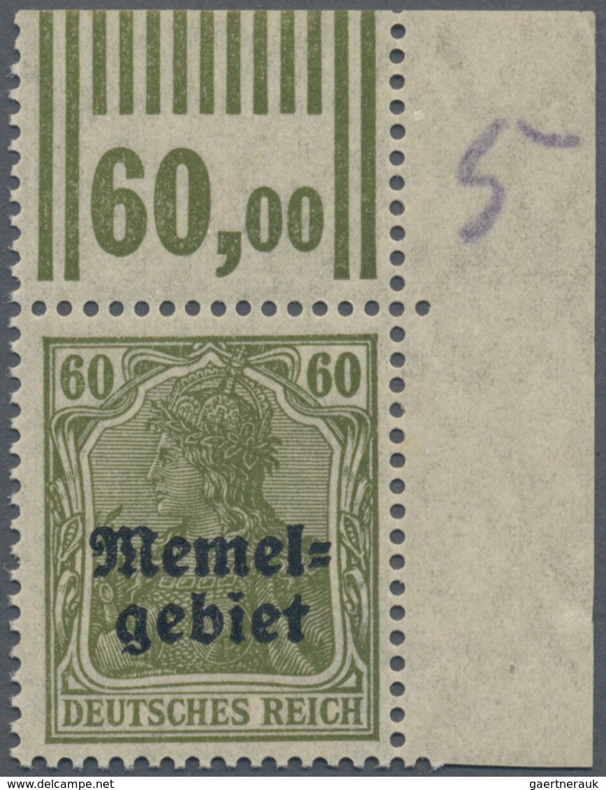Memel: 1920, 60 Pfg. Germania, Hellbraunoliv, Senkrecht Geriffelte Gummierung, Tadellos Postfrisches - Memel (Klaïpeda) 1923