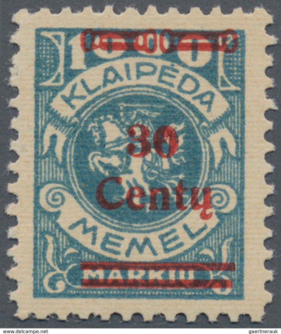 Memel: 1923, 30 C. Auf 1000 M. Grünlichblau, Mit Aufdruckfehler "0 Von 30 Innen Oben Mit Punkt", Ein - Klaipeda 1923