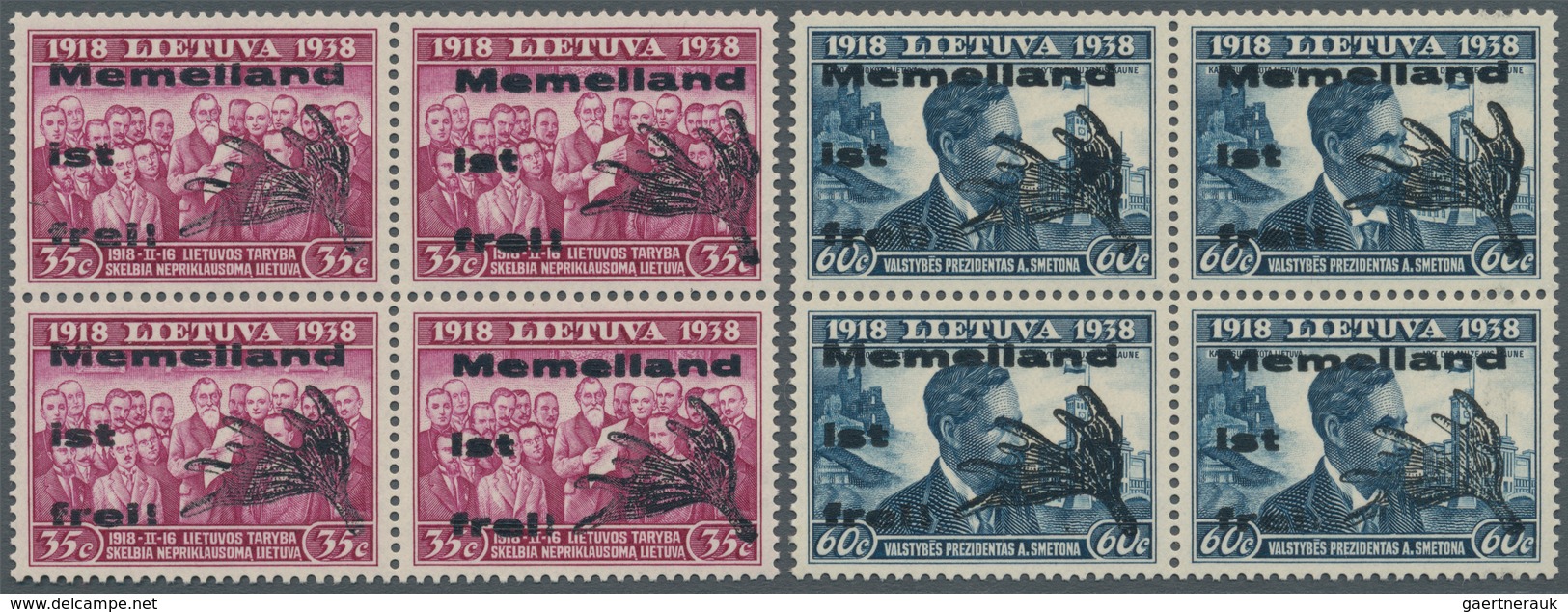 Memel - Lokalausgabe Memelland: 1939, 15 C. Bis 60 C. Im Kompletten Postfrischen Viererblocksatz Mit - Memel (Klaïpeda) 1923