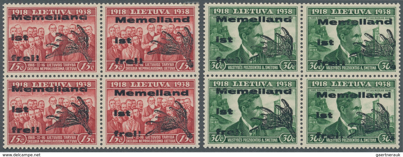Memel - Lokalausgabe Memelland: 1939, 15 C. Bis 60 C. Im Kompletten Postfrischen Viererblocksatz Mit - Klaipeda 1923