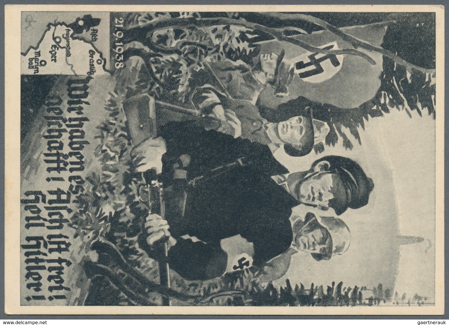 Sudetenland - Asch: 1938. The Narrow Printing Variety With Green Paper, Used On Asch Liberation Prop - Région Des Sudètes